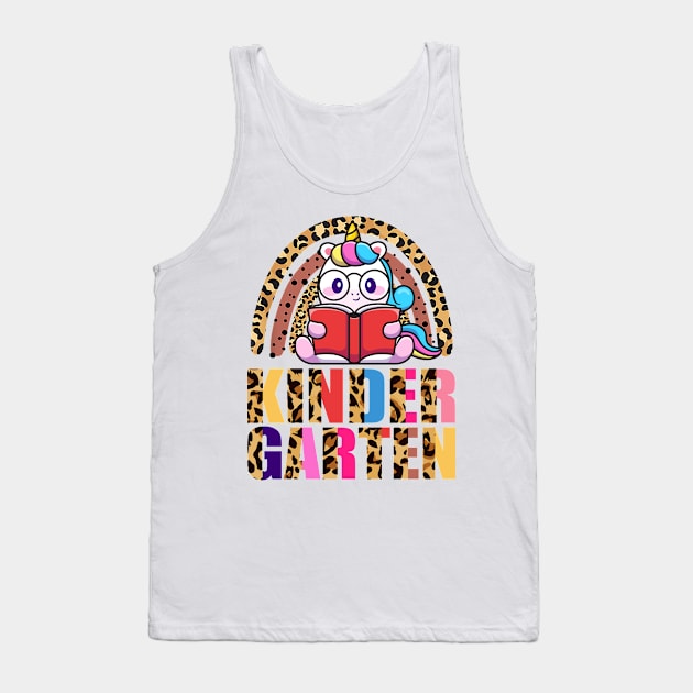 Kindergarten Rainbow Leopard Funny Unicorn Teacher Student School Tank Top by wonderws